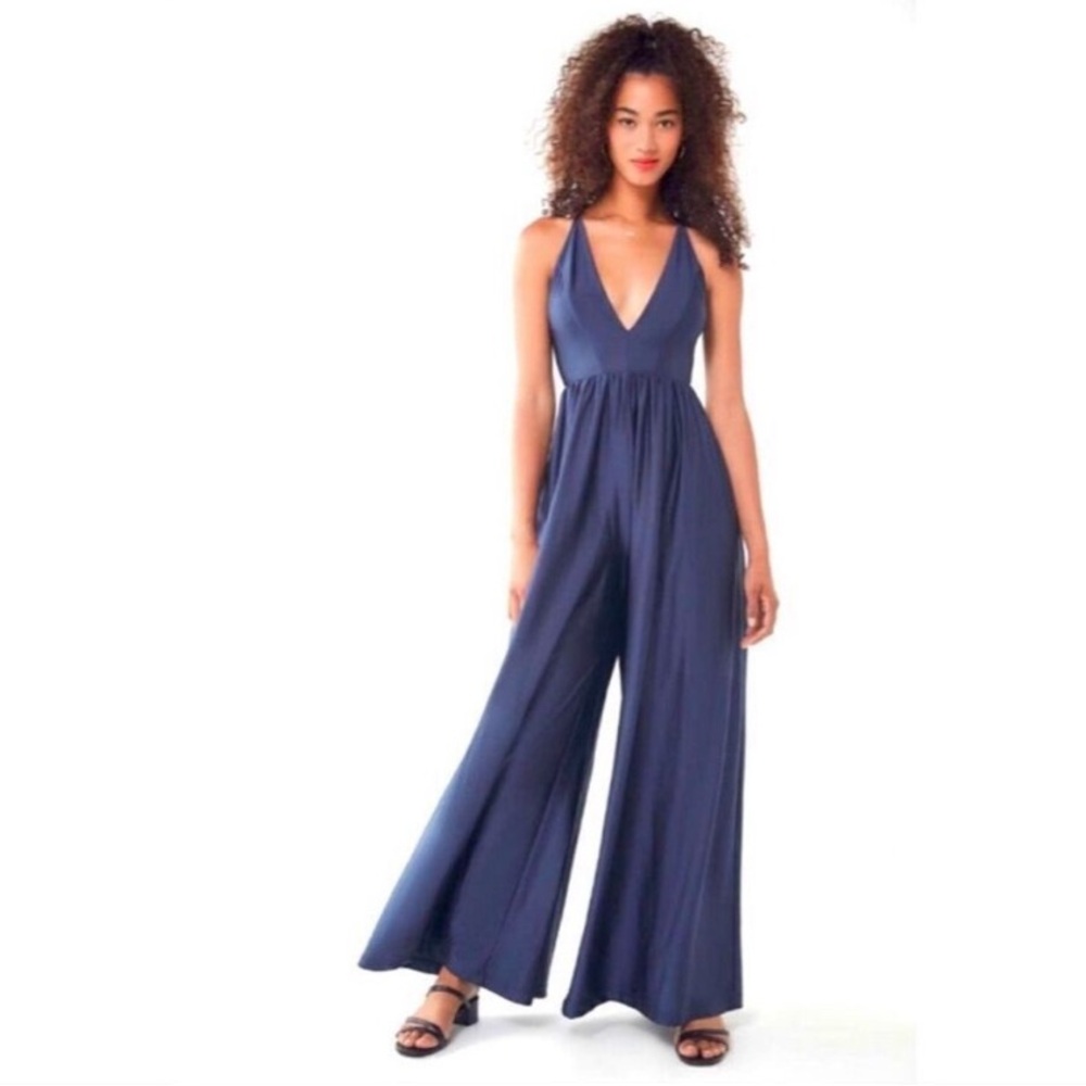 FINAL SALE UO Navy Satin Jumpsuit